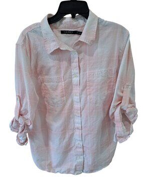 Lauren Ralph Lauren 2Xl Women Pink White Plaid Button-Down Shirt Roll Tab Sleeve
